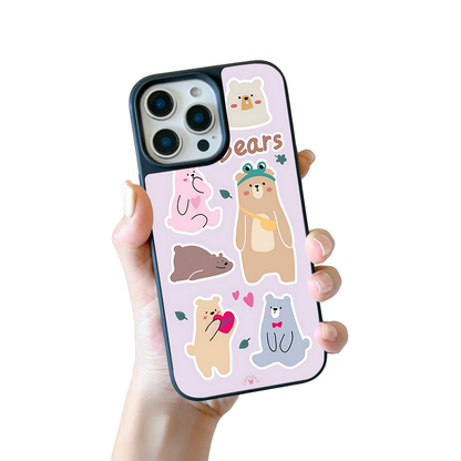 Bears in Love iPhone Case – Cute Cartoon Bear Family with Playful Illustration, Protective Cover | Famaka