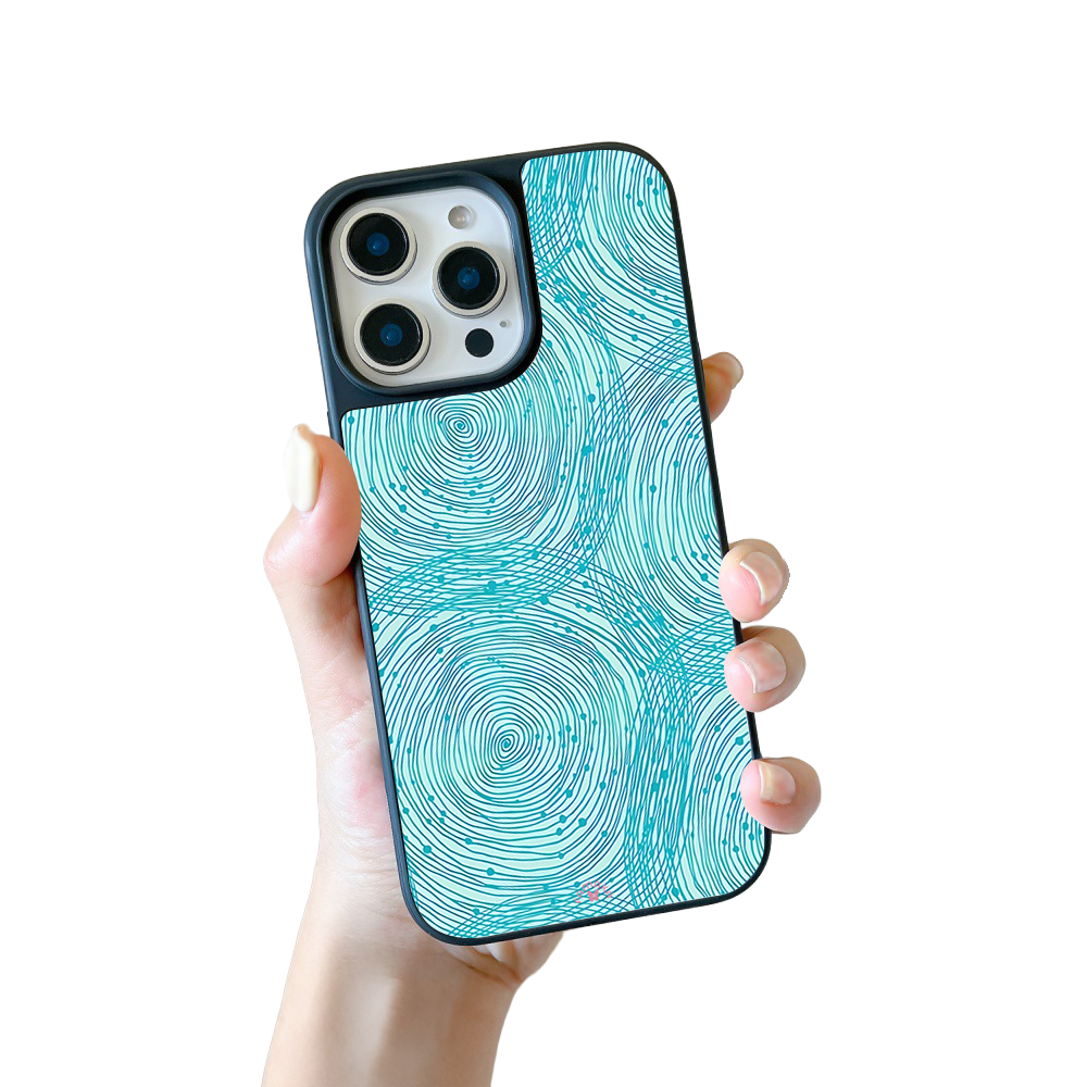 Abstract Blue Pattern iPhone Case – Modern Line Art & Wave Design, Protective Cover | FAMAKA