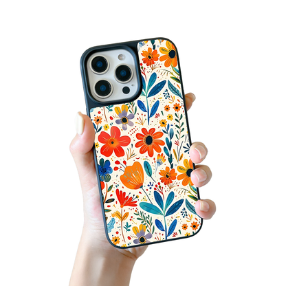 Playful Flower Pattern iPhone Case – Colorful Botanical Artistic Design, Protective Cover | FAMAKA