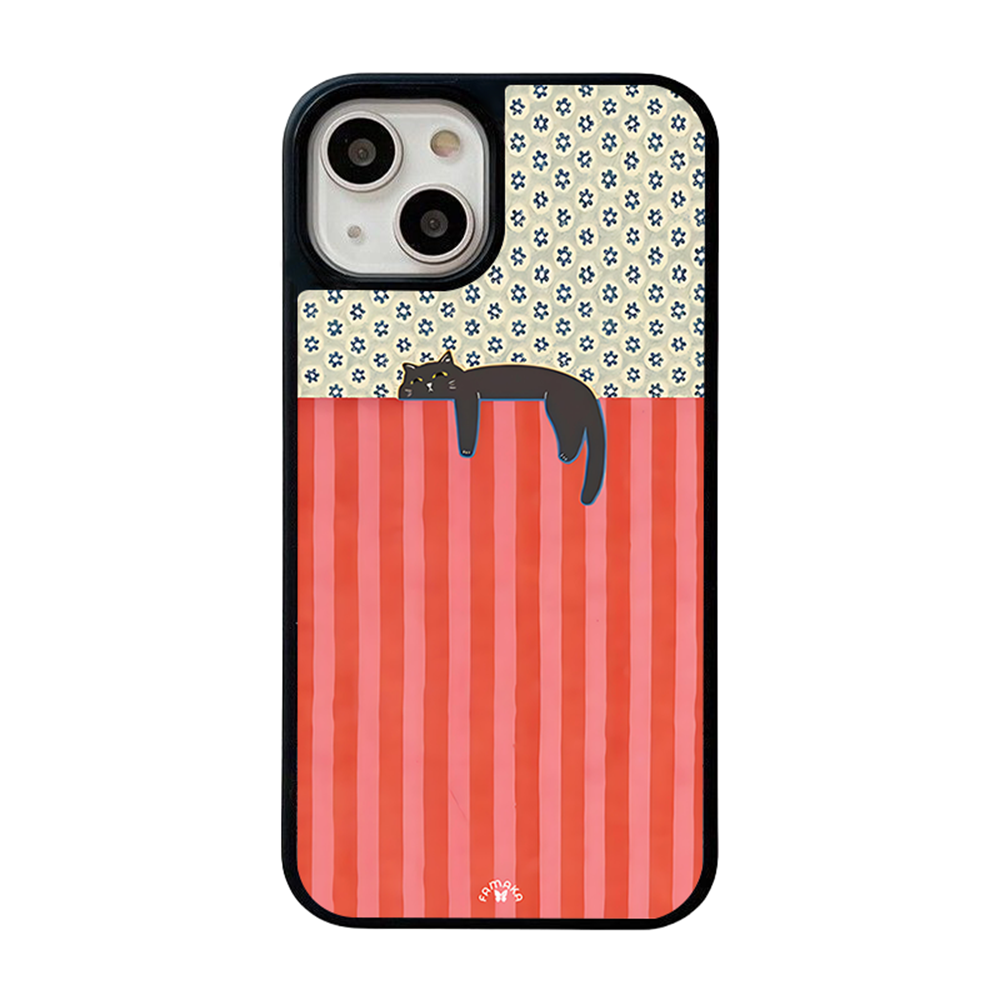 Sleeping Black Cat iPhone Case – Minimalist Cozy Cartoon Design, Protective Cover | Famaka