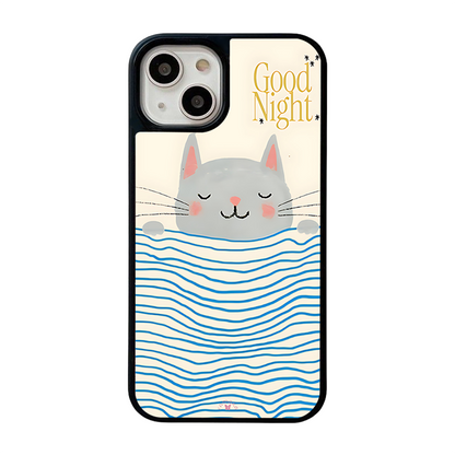 Good Night Cat iPhone Case – Cute Sleeping Cat Cartoon Design, Protective Cover | Famaka