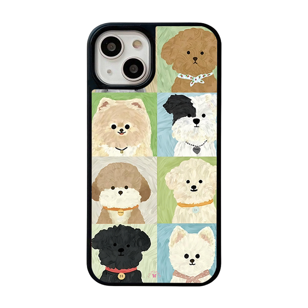 Cute Dog Portraits iPhone Case – Cartoon Puppy Faces Illustration, Protective Cover | Famaka