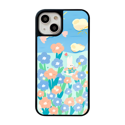Bunny in Flower Field iPhone Case – Cute Rabbit Cartoon with Floral Design, Protective Cover | Famaka