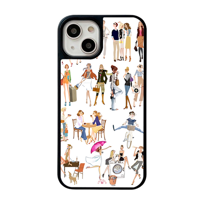 Fashion Girls iPhone Case – Trendy Lifestyle Illustration Design, Protective Cover | FAMAKA