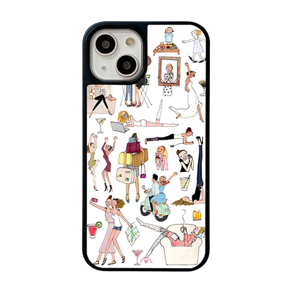 Girls on the Go iPhone Case – Fun Daily Life & Travel Illustration, Protective Cover | FAMAKA