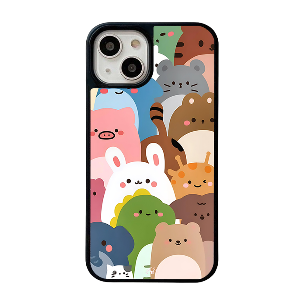 Cute Animal Friends iPhone Case – Colorful Cartoon Animal Design, Protective Cover | Famaka