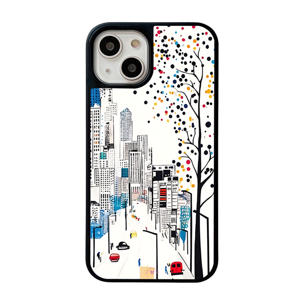 City Skyline Street View iPhone Case – Modern Urban Art Design, Protective Cover | Famaka