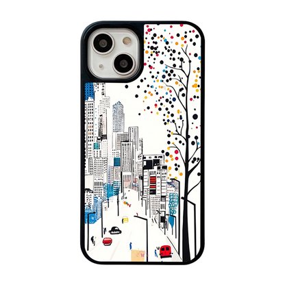 City Skyline Street View iPhone Case – Modern Urban Art Design, Protective Cover | Famaka
