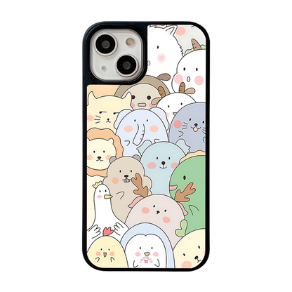 Kawaii Animals iPhone Case – Adorable Cartoon Pets Illustration, Protective Cover | Famaka
