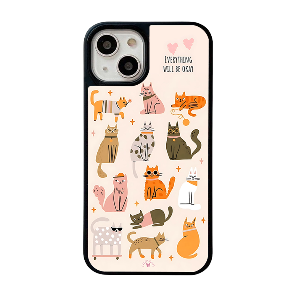 Cartoon Cats iPhone Case – Playful Feline Illustration, Protective Cover | Famaka