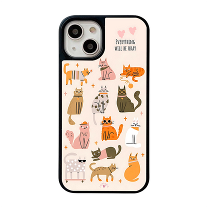Cartoon Cats iPhone Case – Playful Feline Illustration, Protective Cover | Famaka