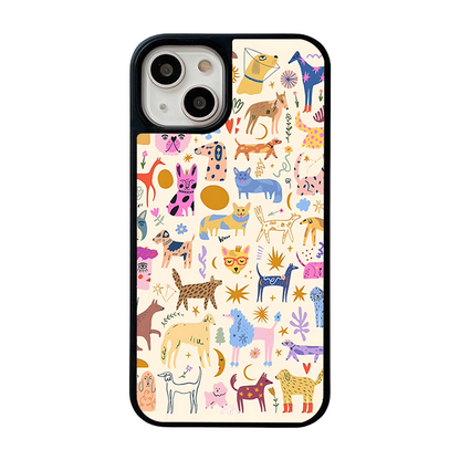 Colorful Abstract Animals iPhone Case – Vibrant Cartoon Pet Illustration, Protective Cover | Famaka