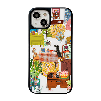 Cozy Home Scene iPhone Case – Artistic Living Room Illustration, Protective Cover | Famaka
