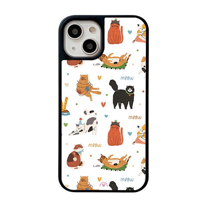 Playful Cats iPhone Case – Cute Cartoon Cat Illustration, Protective Cover | Famaka