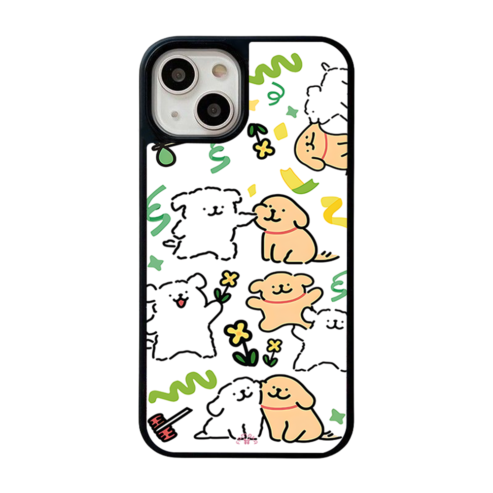 Happy Puppies iPhone Case – Cute Cartoon Dog Illustration, Playful Protective Cover | Famaka