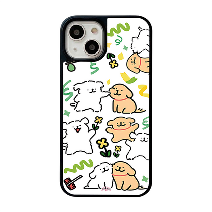 Happy Puppies iPhone Case – Cute Cartoon Dog Illustration, Playful Protective Cover | Famaka