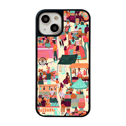 Market Day iPhone Case – Vibrant Street Market Illustration, Protective Cover | Famaka