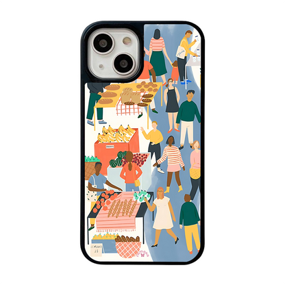 Street Market iPhone Case – Modern City Life Market Scene Illustration, Protective Cover | Famaka