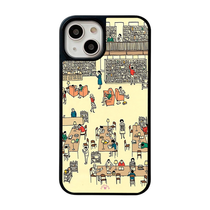 Library iPhone Case – Cozy Reading & Study Scene Illustration, Protective Cover | Famaka