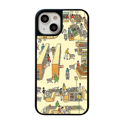 Supermarket Life iPhone Case – Everyday Market Scene Illustration, Protective Cover | Famaka