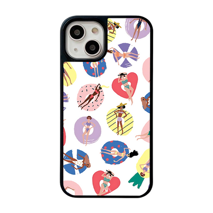 Summer Pool Girls iPhone Case – Fun Swim & Relax Illustration, Protective Cover | Famaka