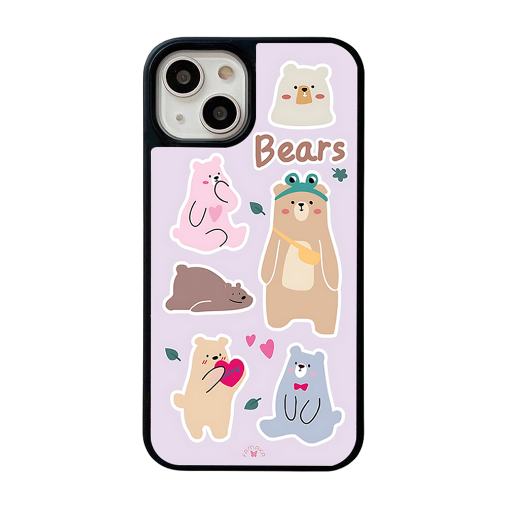 Bears in Love iPhone Case – Cute Cartoon Bear Family with Playful Illustration, Protective Cover | Famaka