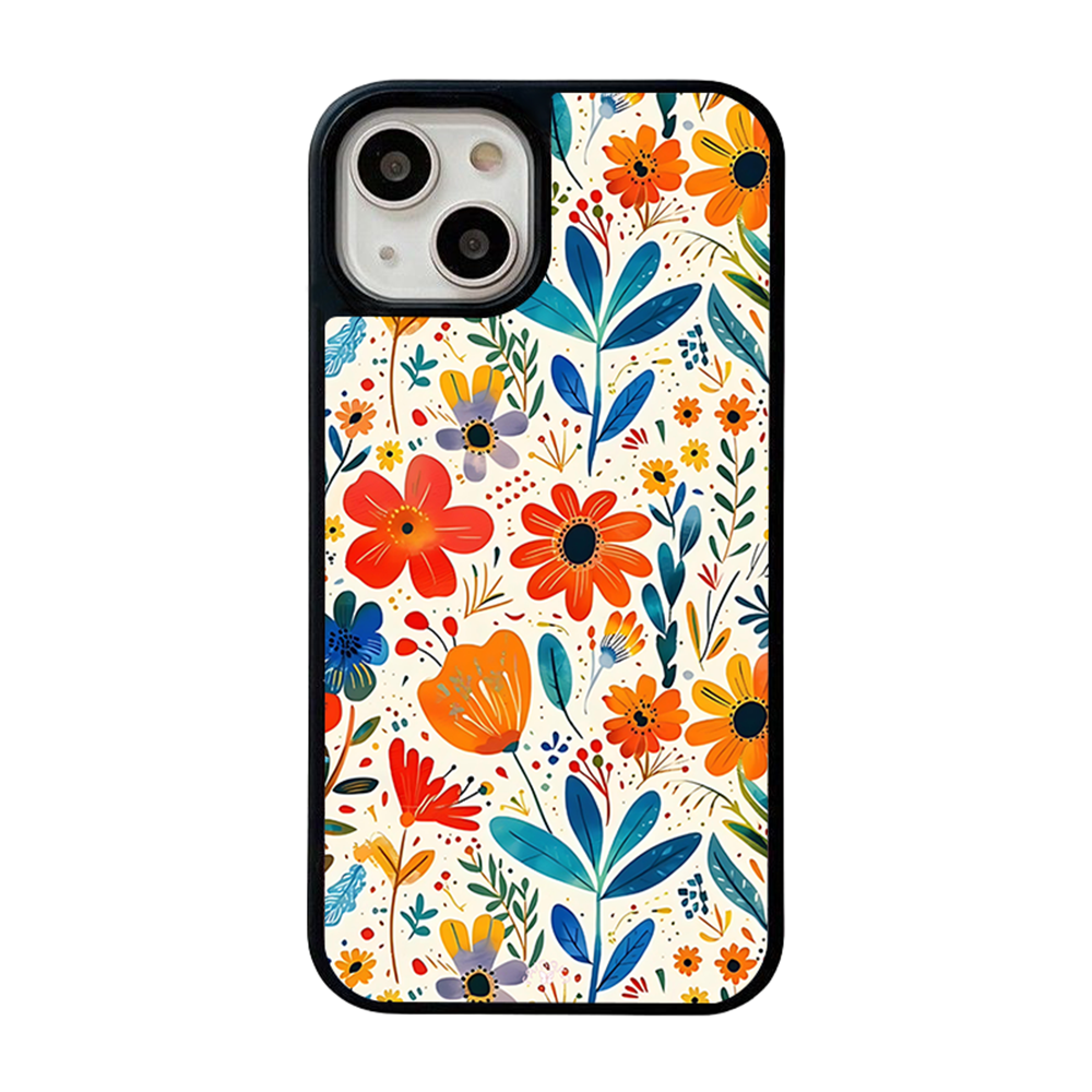 Playful Flower Pattern iPhone Case – Colorful Botanical Artistic Design, Protective Cover | FAMAKA