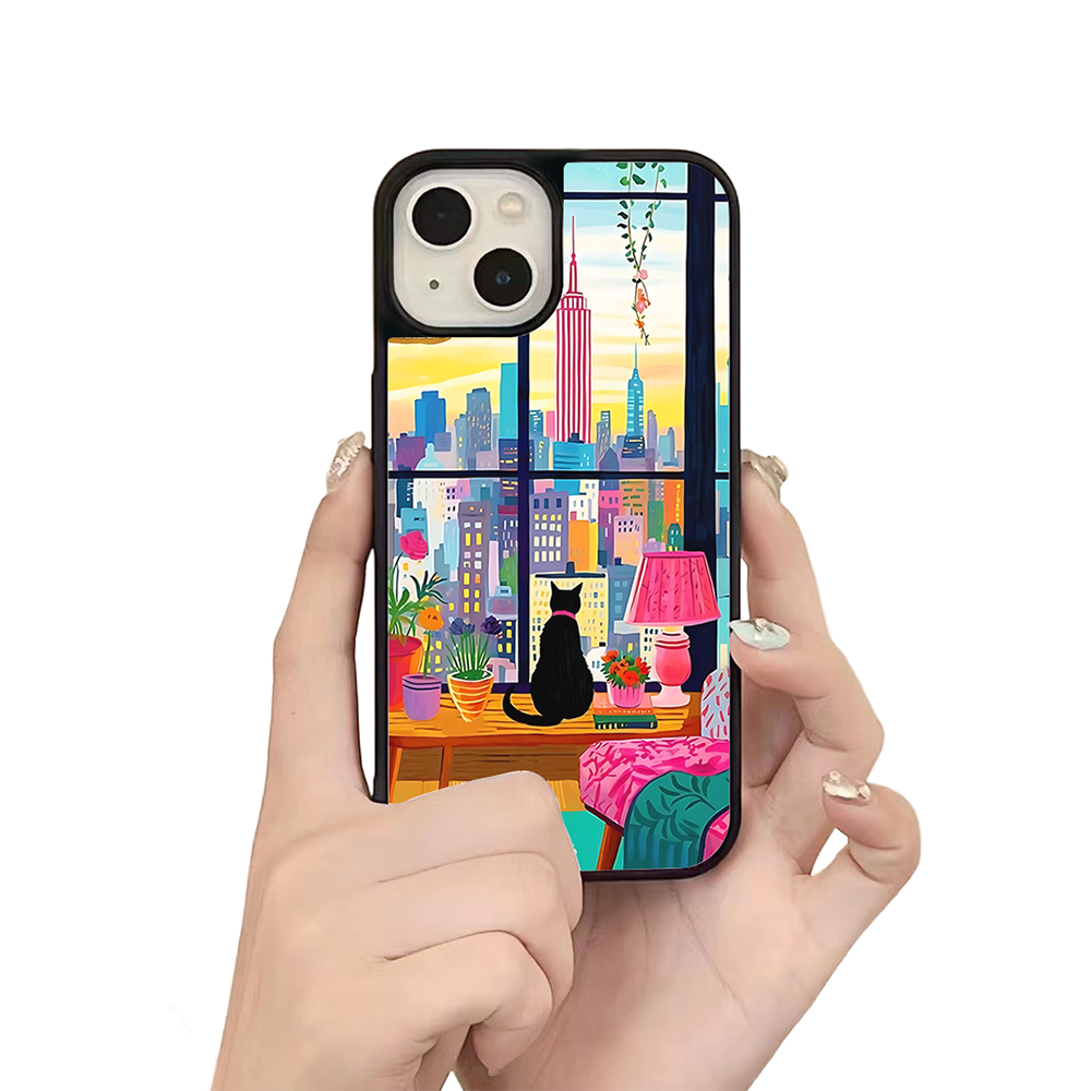 City View Cat iPhone Case – Cozy Urban Lifestyle Design, Protective Cover | Famaka