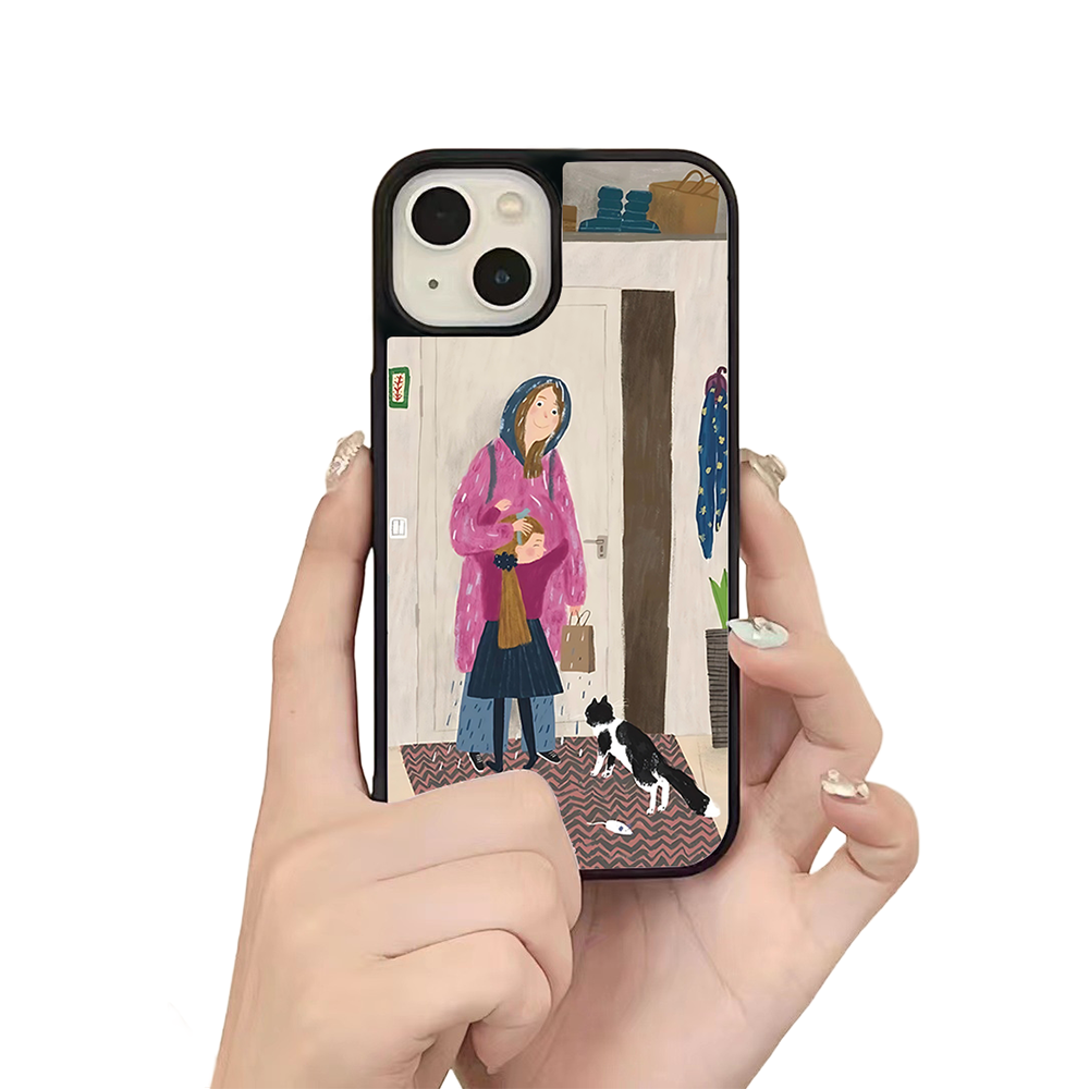 Rainy Day Mom & Child iPhone Case – Cozy Family Lifestyle Illustration, Protective Cover | Famaka