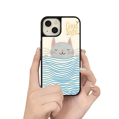 Good Night Cat iPhone Case – Cute Sleeping Cat Cartoon Design, Protective Cover | Famaka