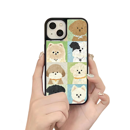 Cute Dog Portraits iPhone Case – Cartoon Puppy Faces Illustration, Protective Cover | Famaka