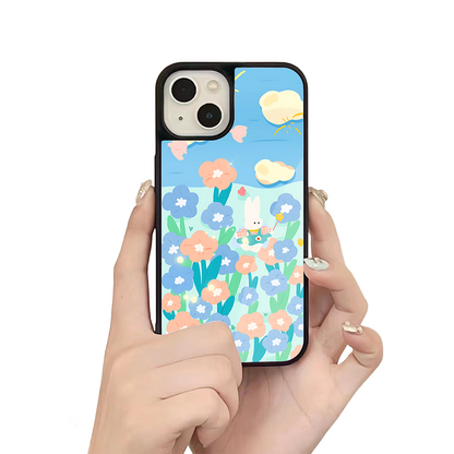 Bunny in Flower Field iPhone Case – Cute Rabbit Cartoon with Floral Design, Protective Cover | Famaka