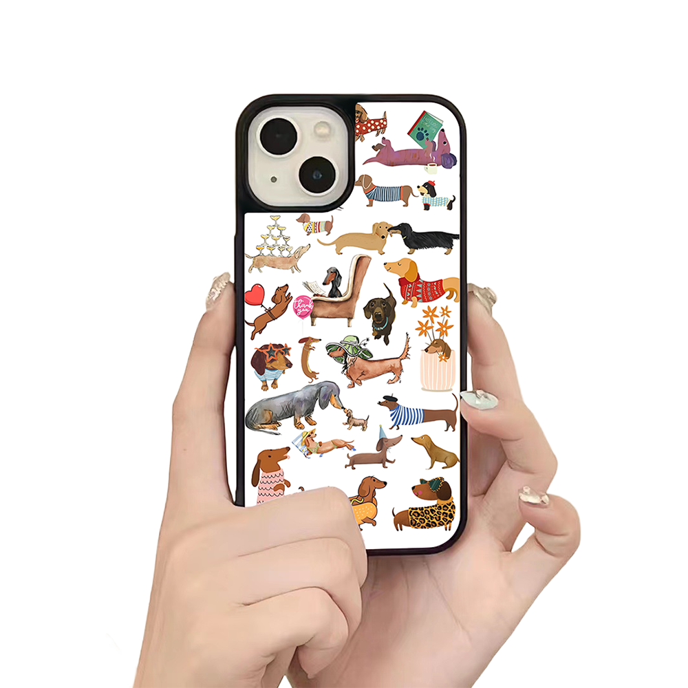 Dachshund Dogs iPhone Case – Fun Cartoon Sausage Dog Illustration, Protective Cover | Famaka