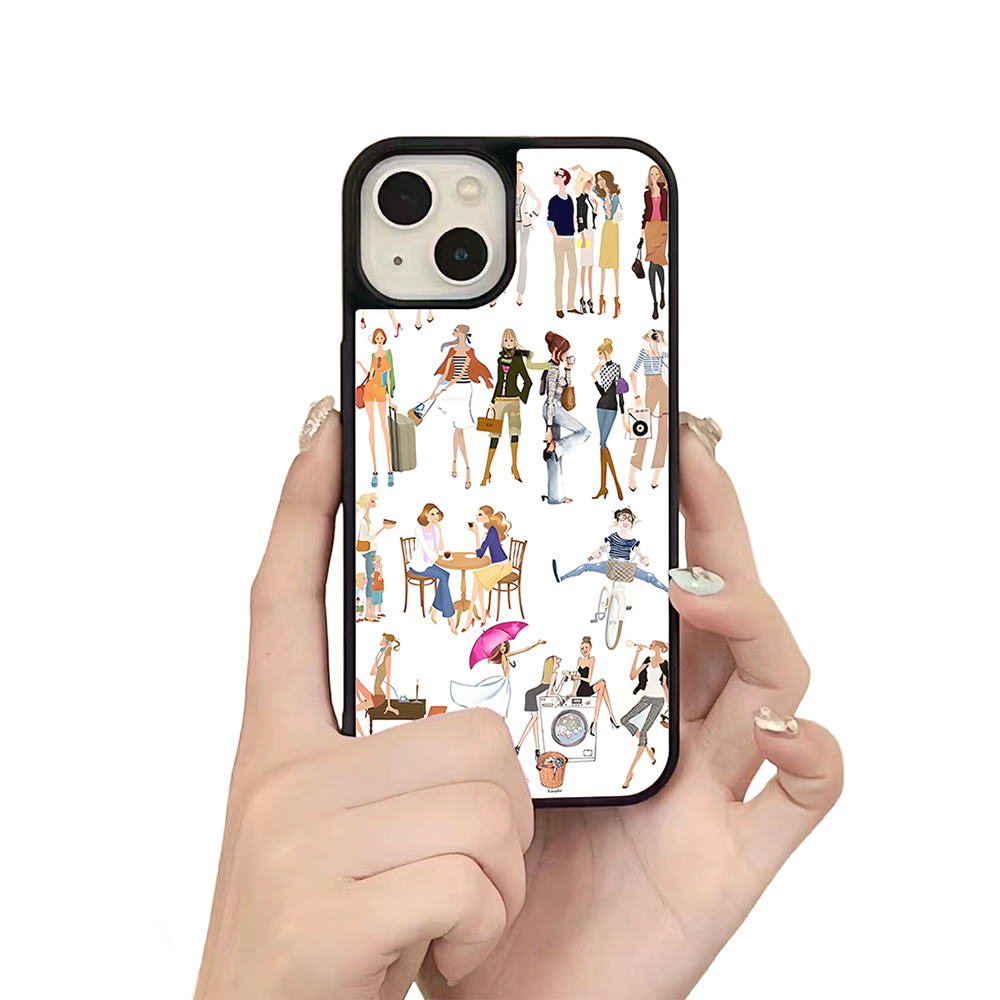 Fashion Girls iPhone Case – Trendy Lifestyle Illustration Design, Protective Cover | FAMAKA