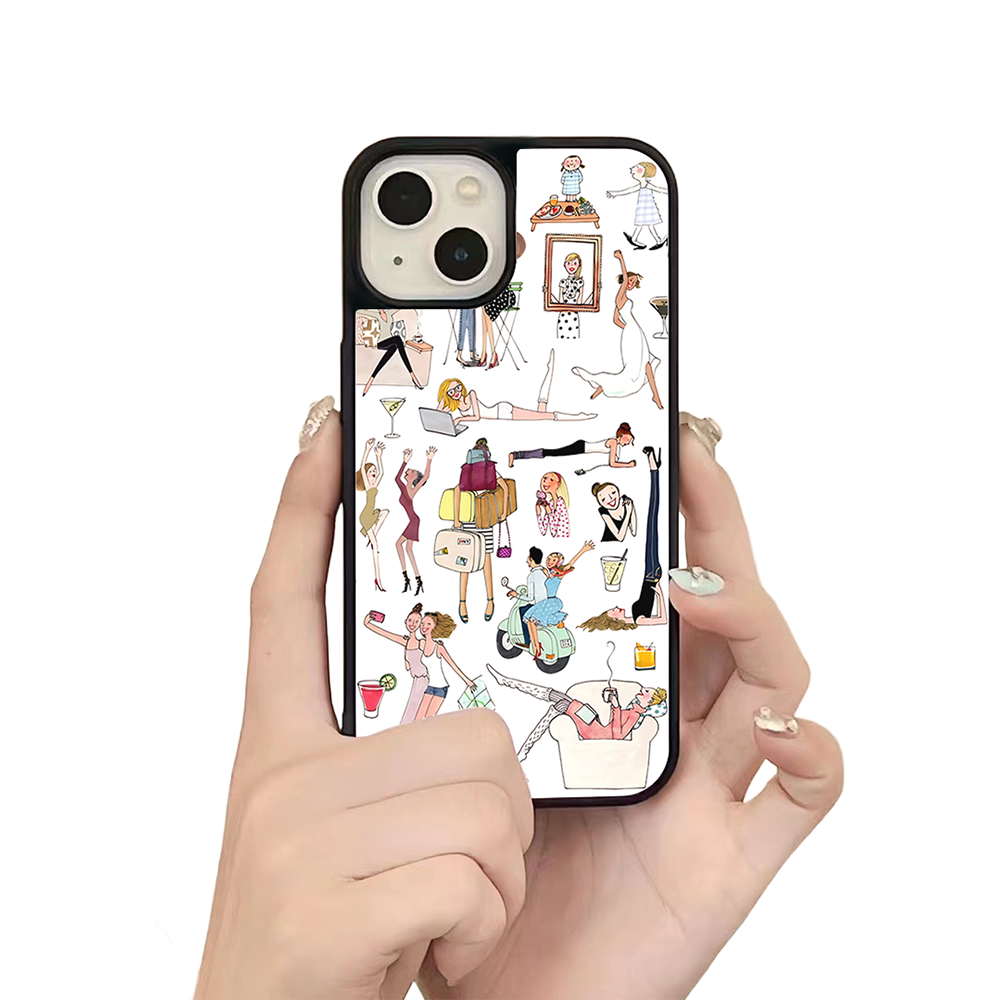 Girls on the Go iPhone Case – Fun Daily Life & Travel Illustration, Protective Cover | FAMAKA