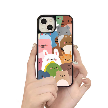 Cute Animal Friends iPhone Case – Colorful Cartoon Animal Design, Protective Cover | Famaka