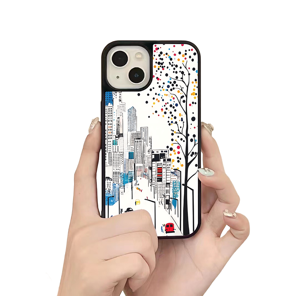 City Skyline Street View iPhone Case – Modern Urban Art Design, Protective Cover | Famaka