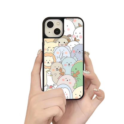 Kawaii Animals iPhone Case – Adorable Cartoon Pets Illustration, Protective Cover | Famaka