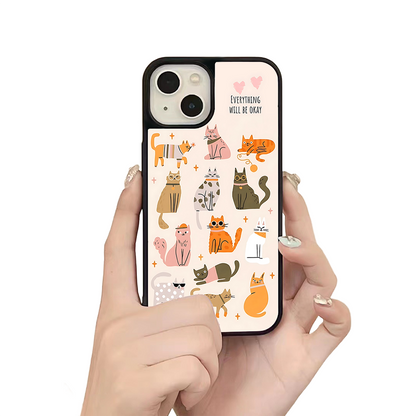 Cartoon Cats iPhone Case – Playful Feline Illustration, Protective Cover | Famaka