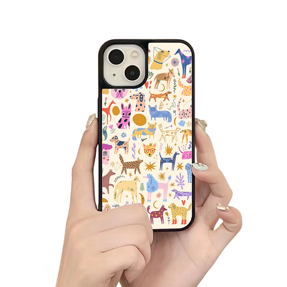 Colorful Abstract Animals iPhone Case – Vibrant Cartoon Pet Illustration, Protective Cover | Famaka