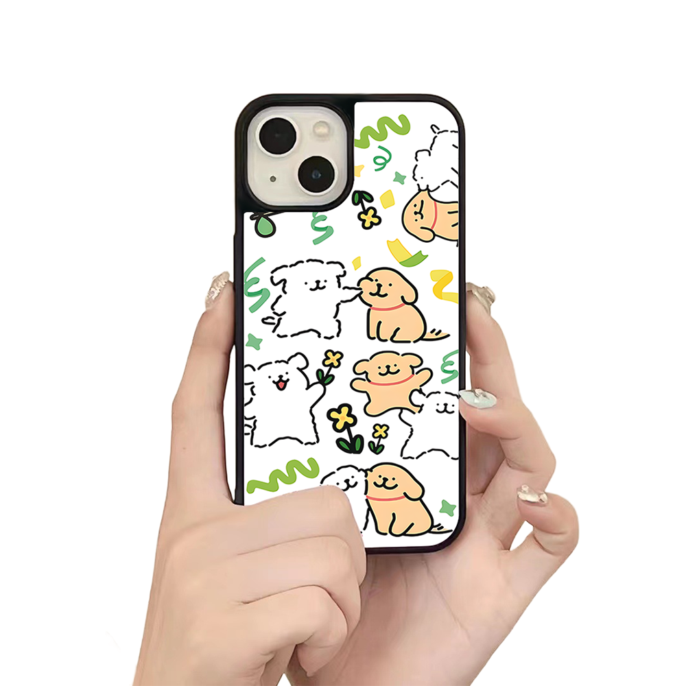 Happy Puppies iPhone Case – Cute Cartoon Dog Illustration, Playful Protective Cover | Famaka