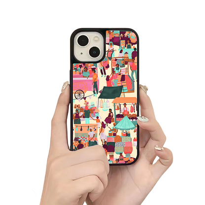 Market Day iPhone Case – Vibrant Street Market Illustration, Protective Cover | Famaka