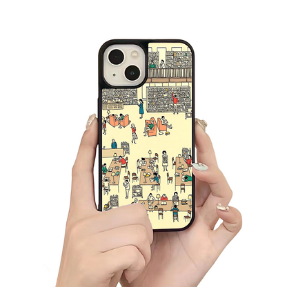 Library iPhone Case – Cozy Reading & Study Scene Illustration, Protective Cover | Famaka