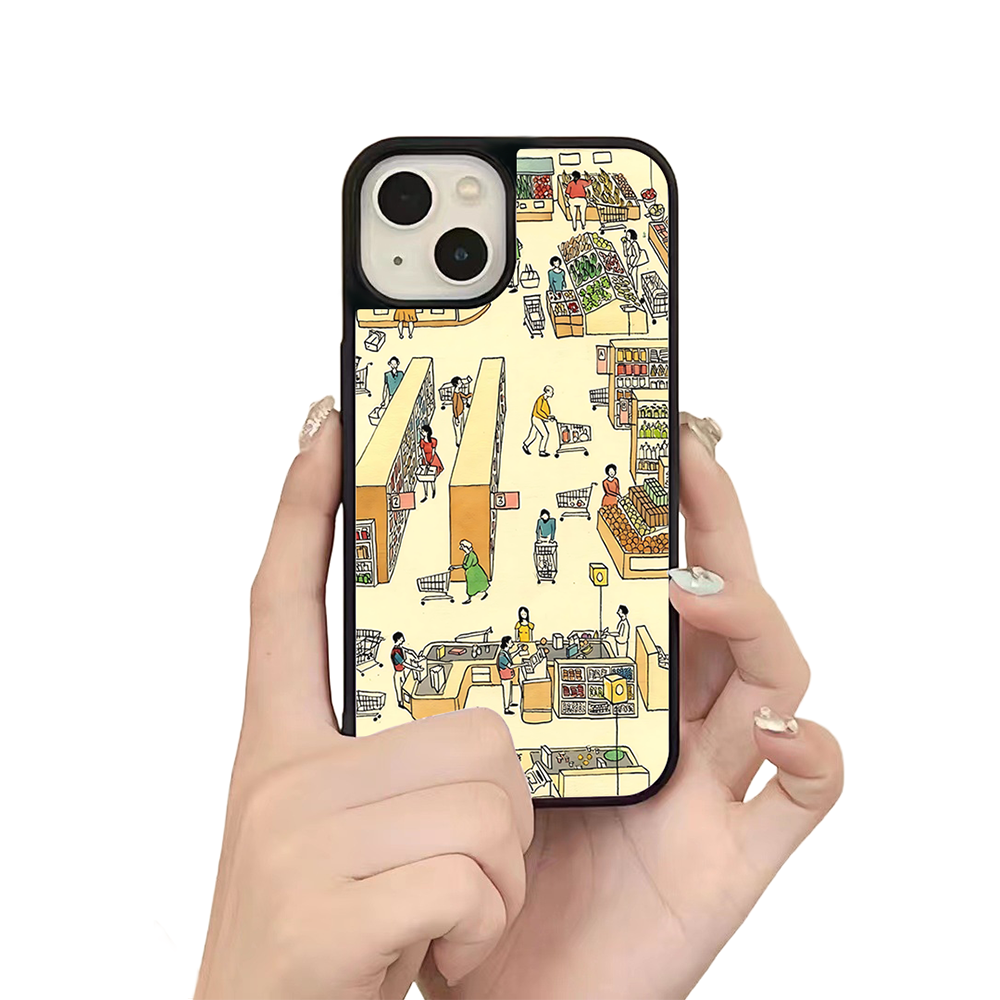 Supermarket Life iPhone Case – Everyday Market Scene Illustration, Protective Cover | Famaka