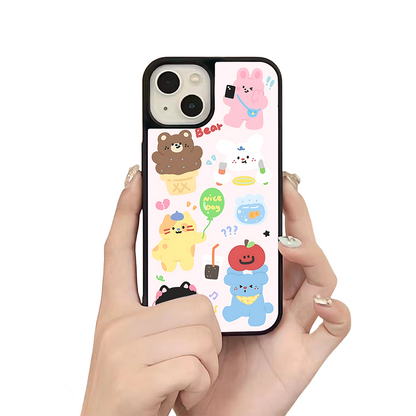 Bears & Friends iPhone Case – Playful Cartoon Animal & Pastel Design, Protective Cover | Famaka