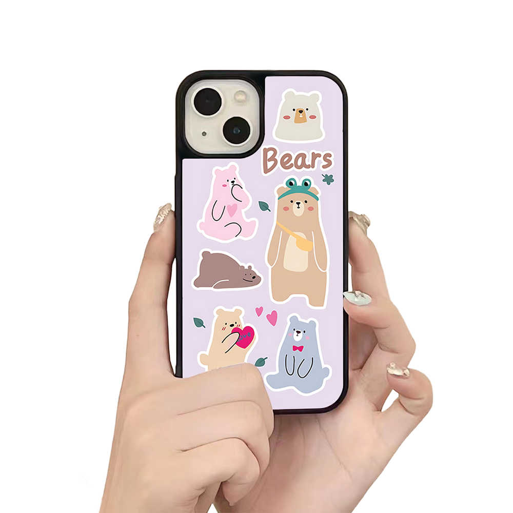 Bears in Love iPhone Case – Cute Cartoon Bear Family with Playful Illustration, Protective Cover | Famaka