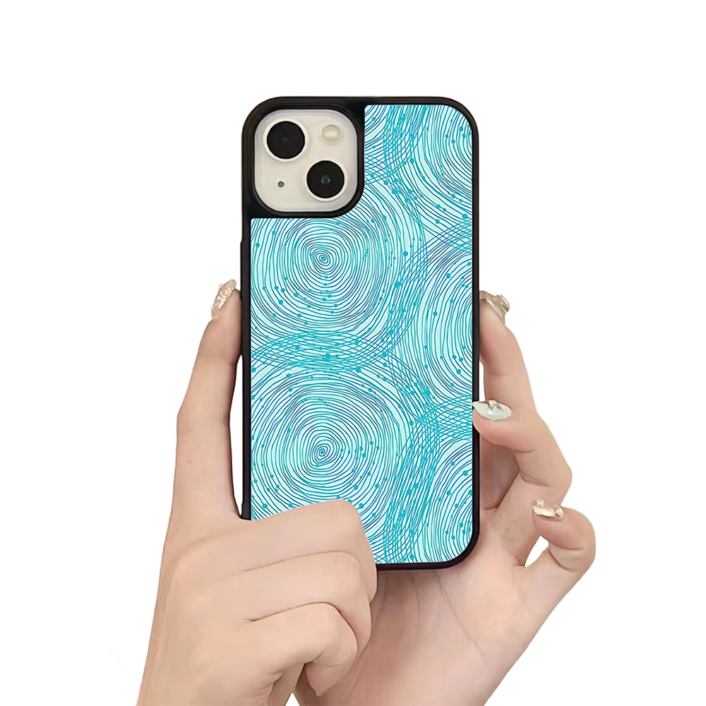 Abstract Blue Pattern iPhone Case – Modern Line Art & Wave Design, Protective Cover | FAMAKA