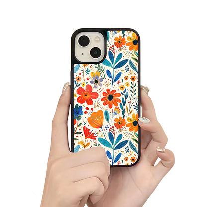 Playful Flower Pattern iPhone Case – Colorful Botanical Artistic Design, Protective Cover | FAMAKA