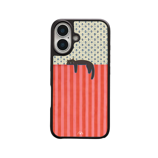 Sleeping Black Cat iPhone Case – Minimalist Cozy Cartoon Design, Protective Cover | Famaka