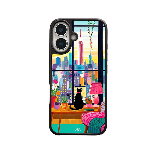 City View Cat iPhone Case – Cozy Urban Lifestyle Design, Protective Cover | Famaka